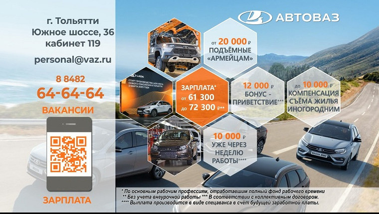 Вакансии  АО "АВТОВАЗ"